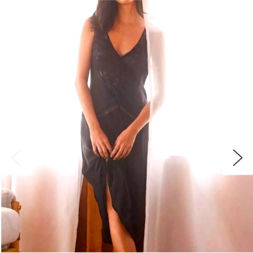 Anthropologie Cerise Maxi Dress Silky Satin Gown